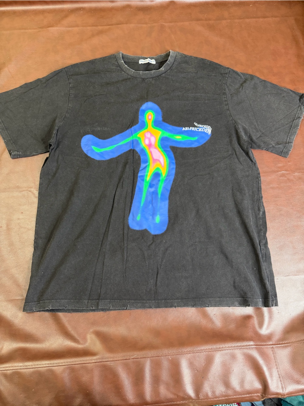 Aelfric Eden Black Distorted Portrait Graphic Oversized Tee